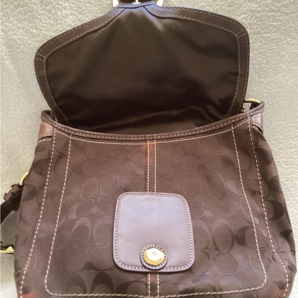 Coach Bleecker Mahogany Leather Jacquard Hobo 11434 Checkbook Wallet 40893 Set - Picture 4 of 9